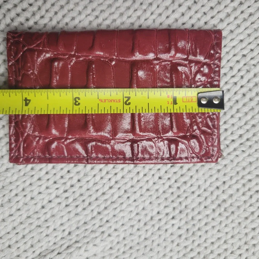 Genuine Leather Burgundy Croc Embossed Coin Pouch and Card Holder Set